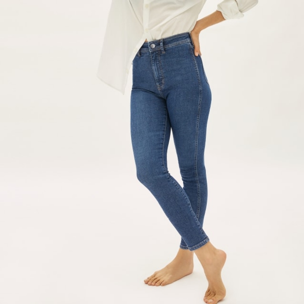 NWT Everlane Way High Clean Front Skinny Jeans Vintage Blue
